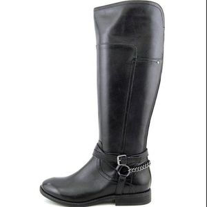 Marc Fisher Alexis leather Knee High  boots sz 9.5 combat motor